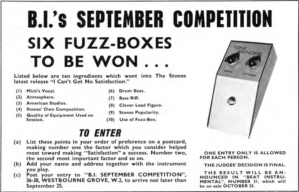 Beat Instrumental's Tone Bender competition in September 1965