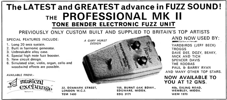 advertisement for Sola Sound Tone Bender Professional MKII