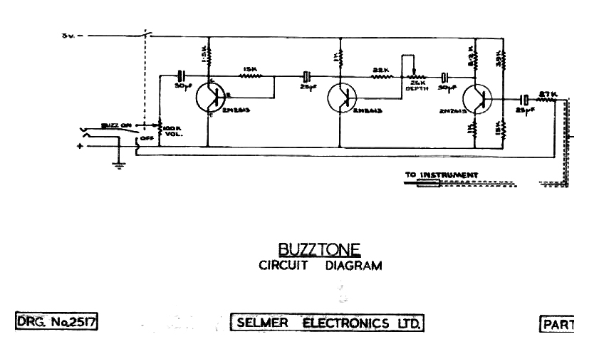 Factory schematic for Selmer Buzz Tone.