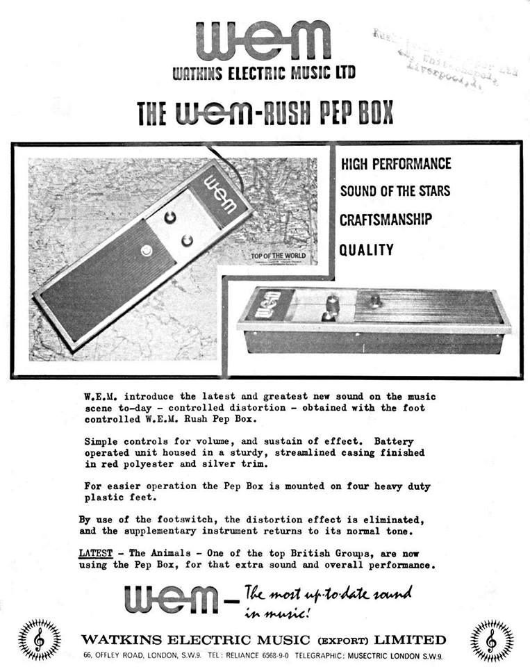 Advertisement for a late-production WEM Rush Pep Box