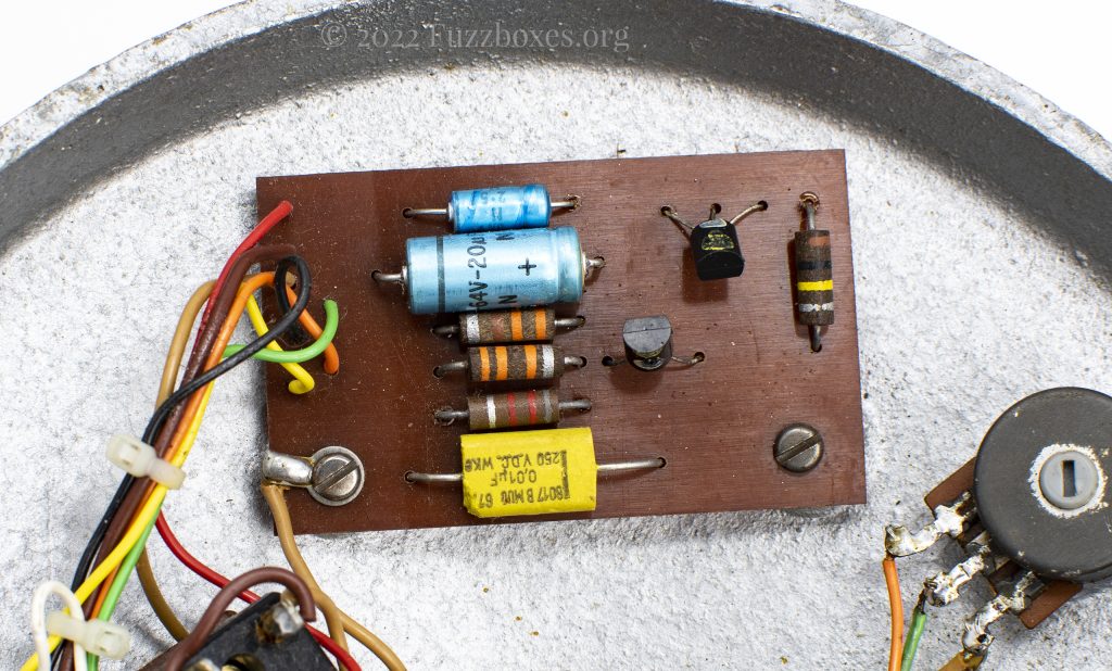 Circuit board in a silicon-transistor Dallas-Arbiter Fuzz Face
