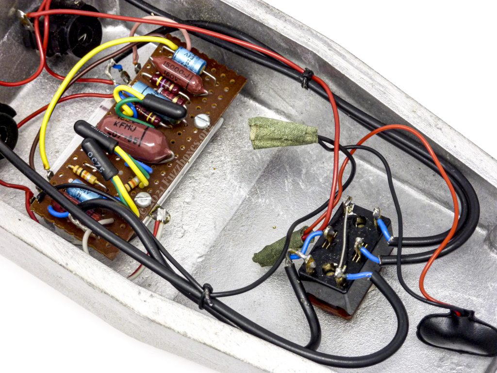 Circuit board inside a 1967 Vox Tone Bender MKII