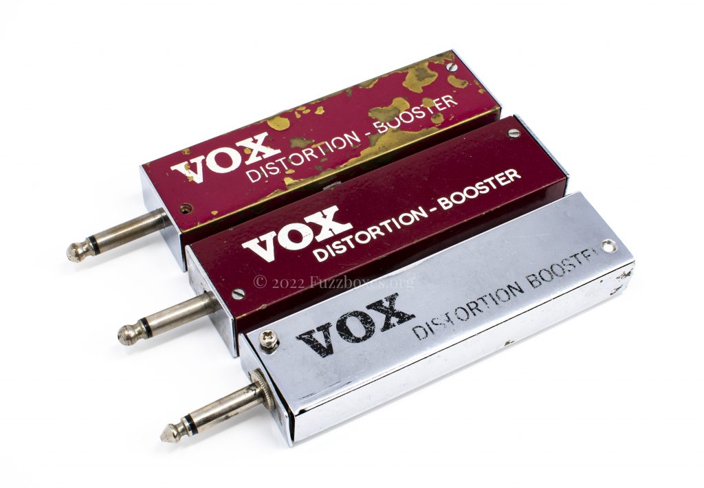Three different Vox Distortion Boosters