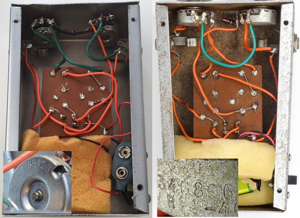 Internals of two late-production germanium Fuzzrites