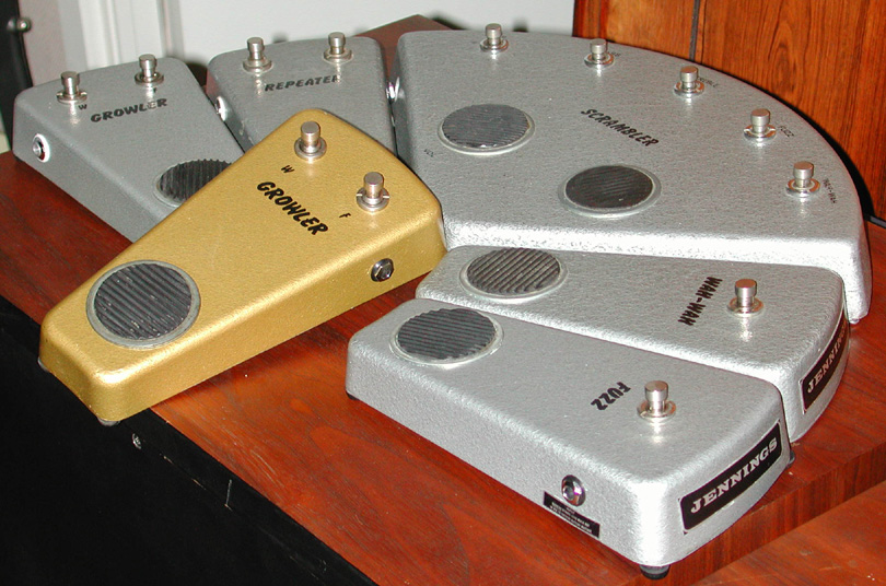 A selection of late 1960s/early 1970s Jennings pedals. (Photo credit: D. Johannson)