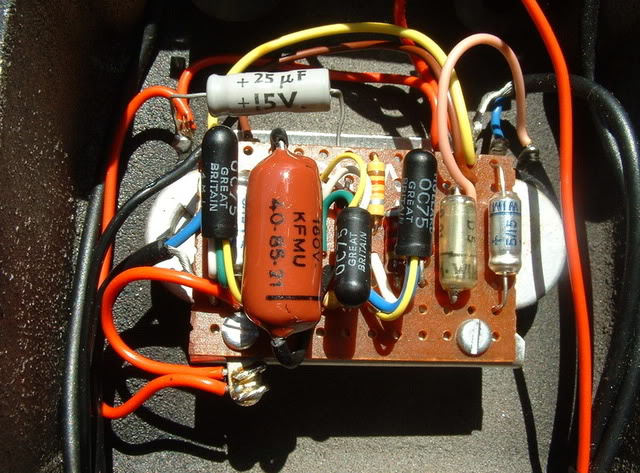Circuit board inside a Tone Bender Professional MKII