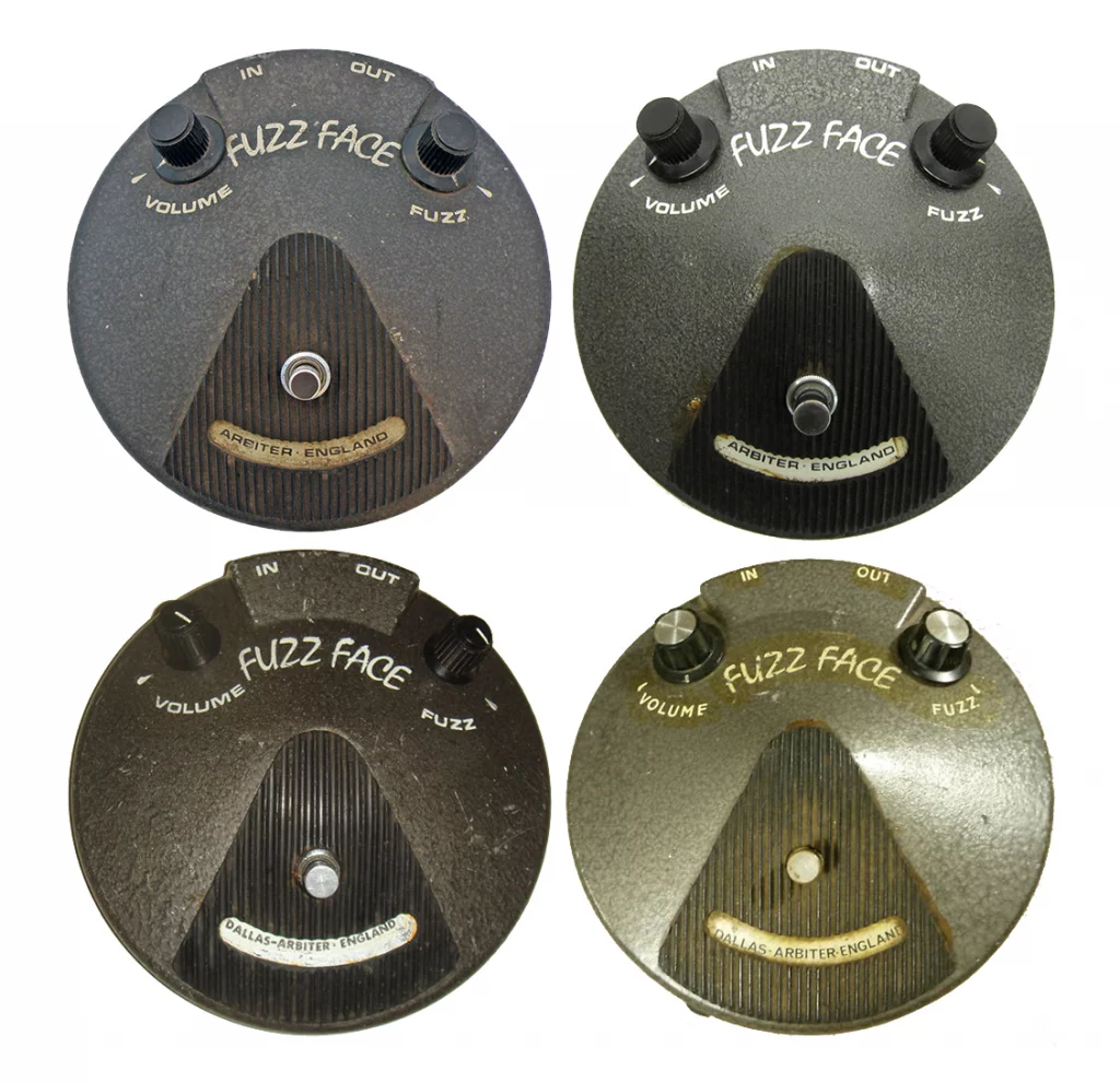Four different Fuzz Face versions