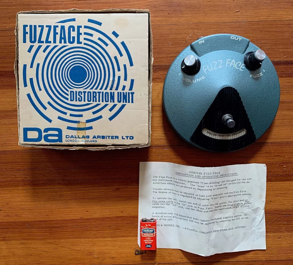 1969-1970 Dallas-Arbiter Fuzz Face, with original box and (USA) manual